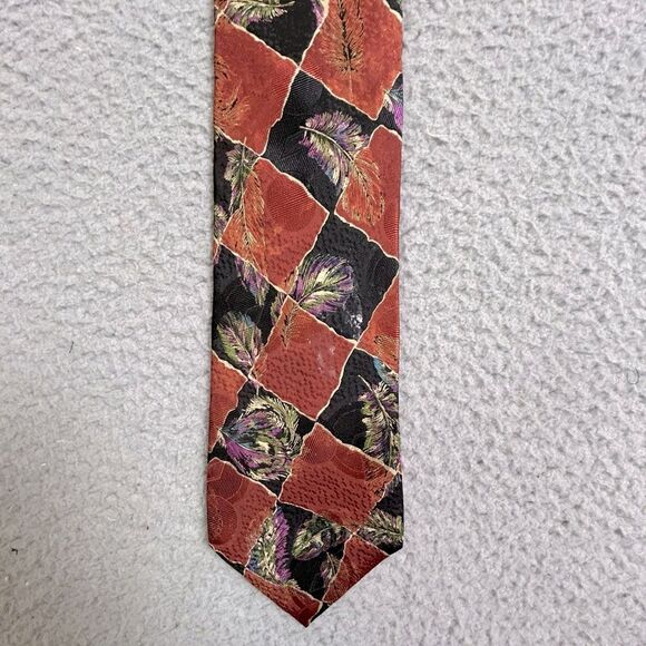 Hugo Boss men’s Feather Patterned Tie silk rust and black - Picture 1 of 4